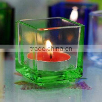 Christmas glass candle holder, square glass candlestick