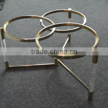 Cantilever design home furniture metal round glass coffee table with iron frames