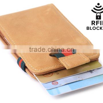 RFID Blocking Bifold Slim Wallet with Pull Tab Sleeves and Money Clip