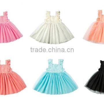 Summer baby girl dress boutique girl plain color high quality lace dress fashion party dress