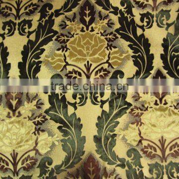 100% Polyester Gold Print Velvet Fabric--Sofa,Curtain Upholstery Fabric