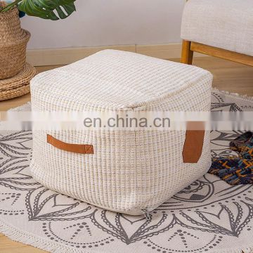 Home use foot rest pouf washable and removable ottoman for living room