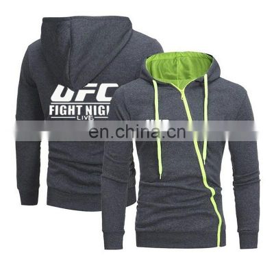 S-5XL 100%polyester Spring and autumn new men's printed UFC long sleeve hooded casual sports  zipper sweater coat