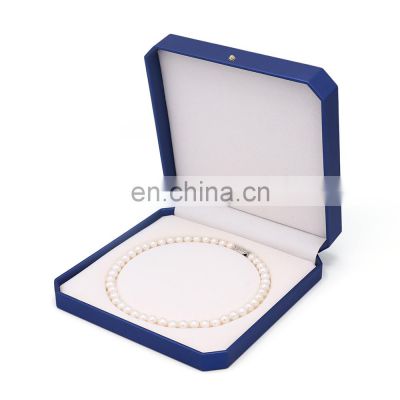 Custom Logo Blue Color  Pu Leather Necklace Box