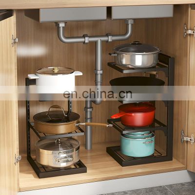 New Kitchen Pot Rack Multi-Layer Storage Rack Narrow Slit Frame Countertop Corner Pot Set Sink Layered Storage In Cabinet