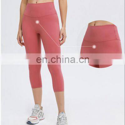 New Wholesale Crotchless Yoga Pants High Waist Capri Leggings With Inside Pocket Women Fitness Gym Wear