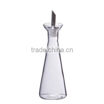 Borosilicate glass oil bottle with SS mouth, 190ml.