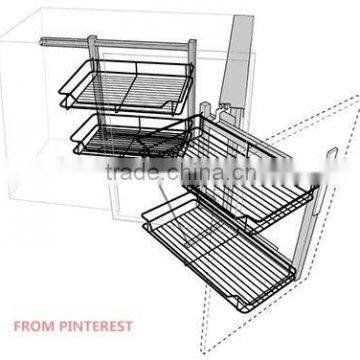 TKK 2 Layer Stainless Steel Kitchen Wire Storage Sliding Shelf