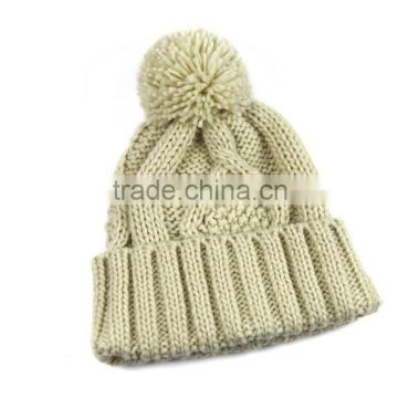 High quality hot sold new female knit cap with pom pom