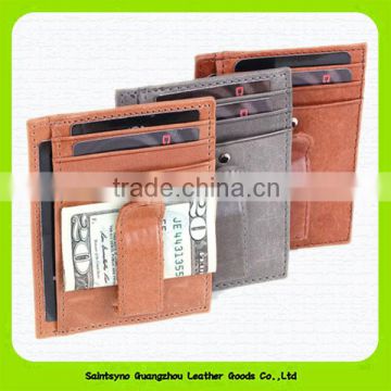 Full grain leather rfid money clip credit card holder 15022