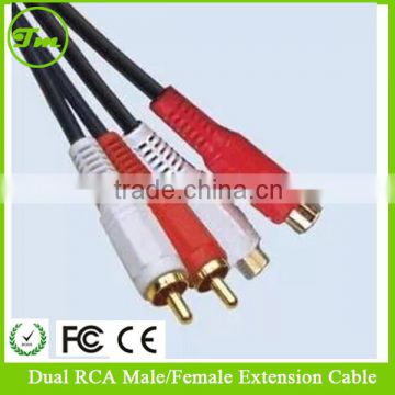 10m Dual RCA Male to Female Sockets Extend Lead GOLD Twin Phono Extension Cable