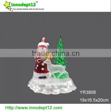 Acrylic LED artificial christmas santa claus with Christmas tree