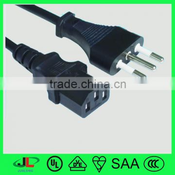 10A250V Italy ac power cord 3 round pin plug with IEC female power cord for computer