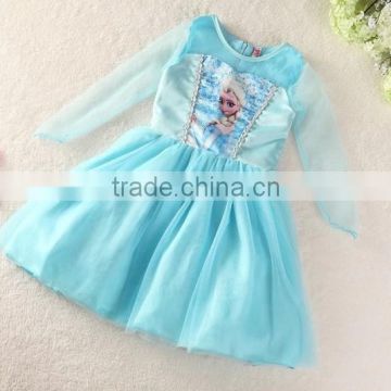 new design hot selling girls dress frozen elsa and anna dress