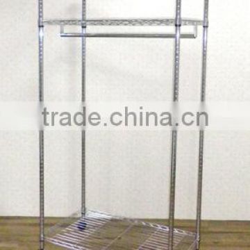 3 tier wire shelving rolling cart Garment rack single bar