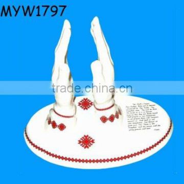 new design unique hand shaped prayer restaurant porcelain decorative napkin holder