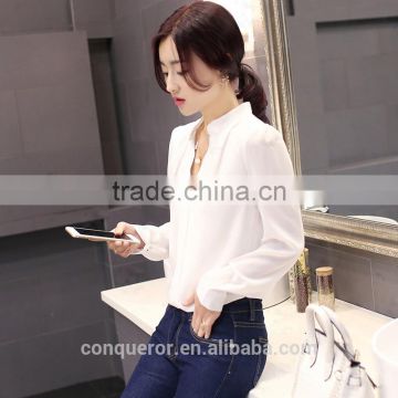 made to measure snow white cotton loose shirt for elegant lady