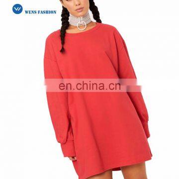 New Style Customized Women 100% Cotton Long Sleeves Red Oversized Sweatshirt