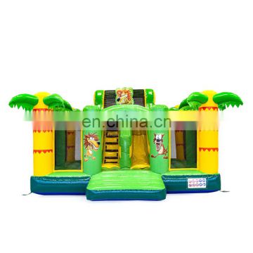 Commercial Jungle Theme Inflatable Castle Bouncer Slide Playground For Children