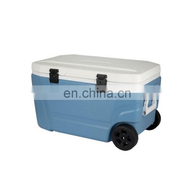 65L Cold Storage Ice Box PU Insulated Beer Fishes Drinking Carry Container Portable Cooler Box with Wheels