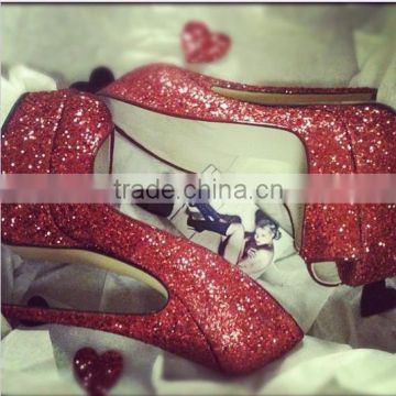 Shining Eco Glitter Fabric Leather for Making High Heel Shoes