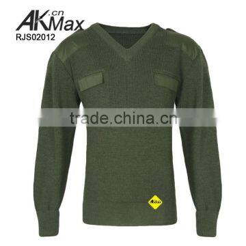 Olive Green Acrylic Men's Military Sweater Pullover Style