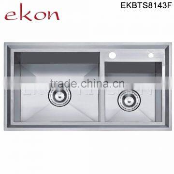 Double Bowl Handmade Stainless Steel Topmount Kitchen Sinks