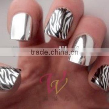 metallic silver color design nail tips\metallic nail sticker wholesale price made in china