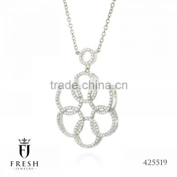 Fashion 925 Sterling Silver Necklace - 425519 , Wholesale Silver Jewellery, Silver Jewellery Manufacturer, CZ Cubic Zircon AAA
