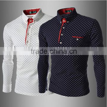 long sleeve two button down collar slim fit cotton spandex red dress shirt for men