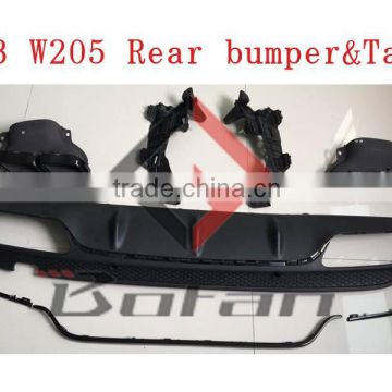C63 W205 rear bumper diffuser with exhaust pipe for W205