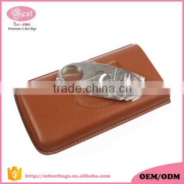 Best High-end 3 ciagars Multi-function leather cigar case with cutter have good packing