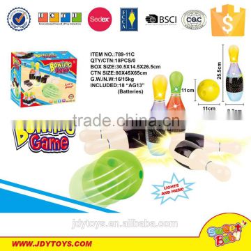 Hot sale plastic bowling game toy with sound light & music,funny bowling ball toy for kids