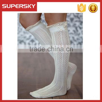 A-02 girl lace boot socks crochet trim boot socks lace trim knit boot socks