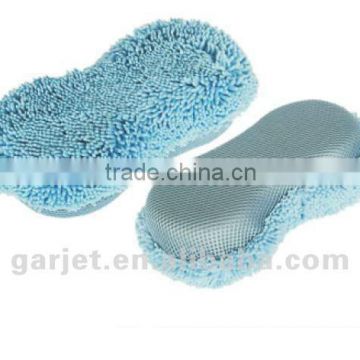 Soft Blue Color Microfiber Chenille Car Wash Pad, Sponge