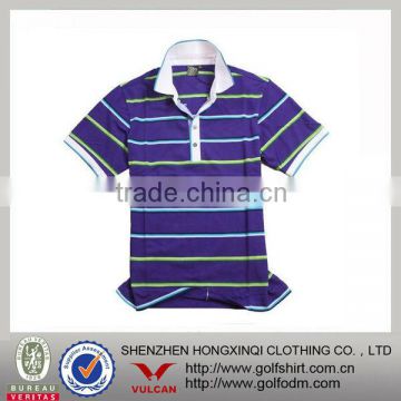 Pique cotton fringe casual high quality golf polo striped t shirt
