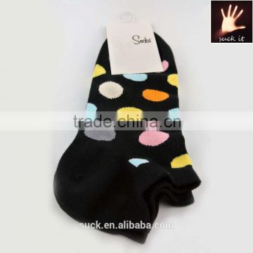 wholesale custom Happy Socks Men's Black with Colorful Large Dots Cotton Ankle Socks gay