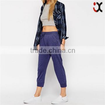 2015 purple drawstring waist cropped custom jogger sweatpants JXH445