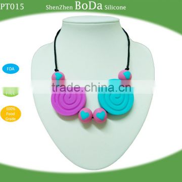 100% Food Grade Silicone Teether bead Necklace silicone pendant for kids-PT015