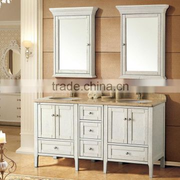 WTS-842Y 72 inch Transitional Double Sink Vanity Set with yellow Marble Top in white finished