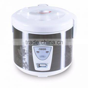 1.8L Stainless steel rice cooker with floral on outer body