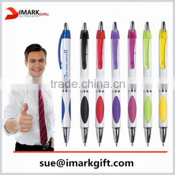 White Barrels and Colorful Clips and Grippers Promotional Logo Printed Pen