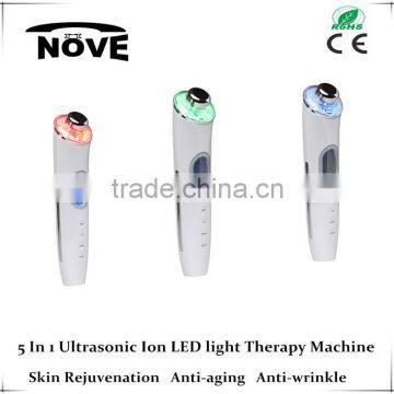 2016 5 in 1 Home use ultrasonic ionic LED light high quality factory price led beauty machine