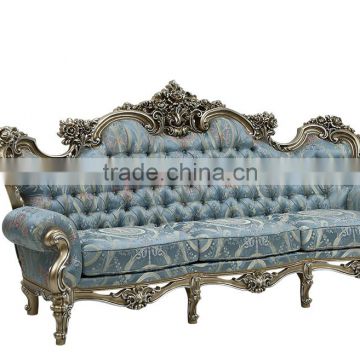 C-D1-2 Royal luxury fabric couch neoclassic rococo style french solid wood fabric sofa chair furniture