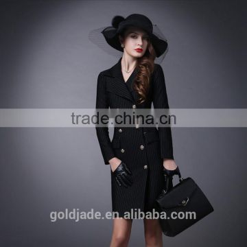 High quality elegant name brand winter long trench coats for woman