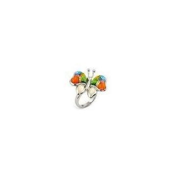 Blue and Yellow Butterfly Ladies Murano Glass Ring 1100029