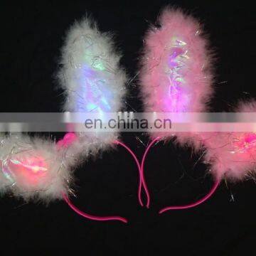 cheap party plastic LED flashing lighted rabbit bunny ear headband PH-0051