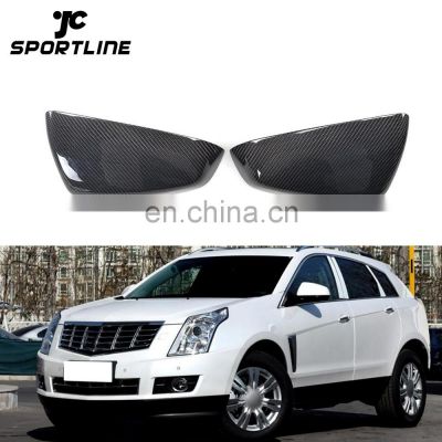 Pair of Replacement Carbon Front Side Car Door Mirror Cover for Cadillac SRX 2014-2016