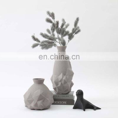 2021 Nordic Minimalism Ceramic Geometric Matte Porcelain Color Customize Studio Flower Vase