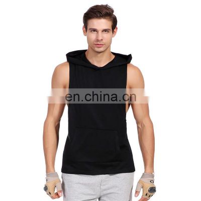 Top new design high quality fitness muscle men's sweat-absorbent and breathable sports vest plain sleeveless hoodie